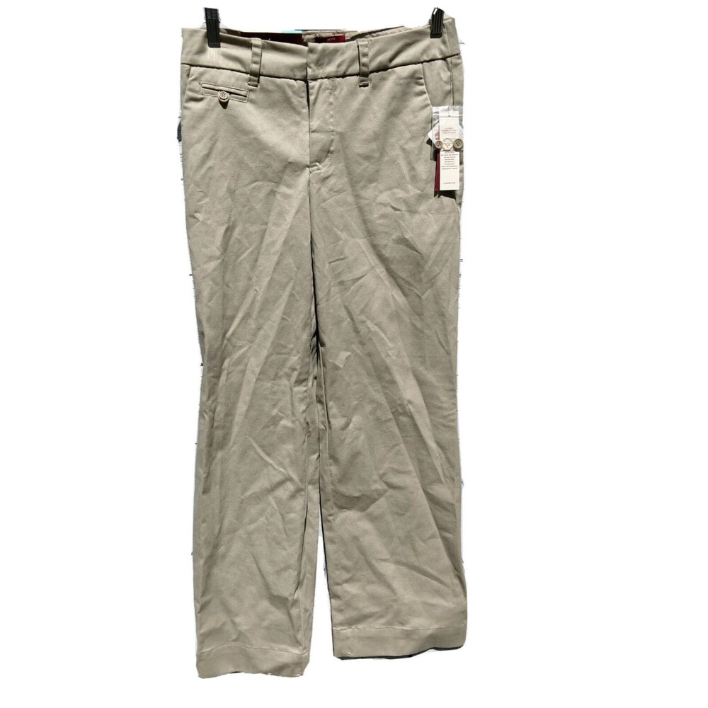MERONA KHAKI CAREER WEAR PANTS WOMENS SZ 2 NANO TEX POCKETS STRETCH CLASSIC FIT